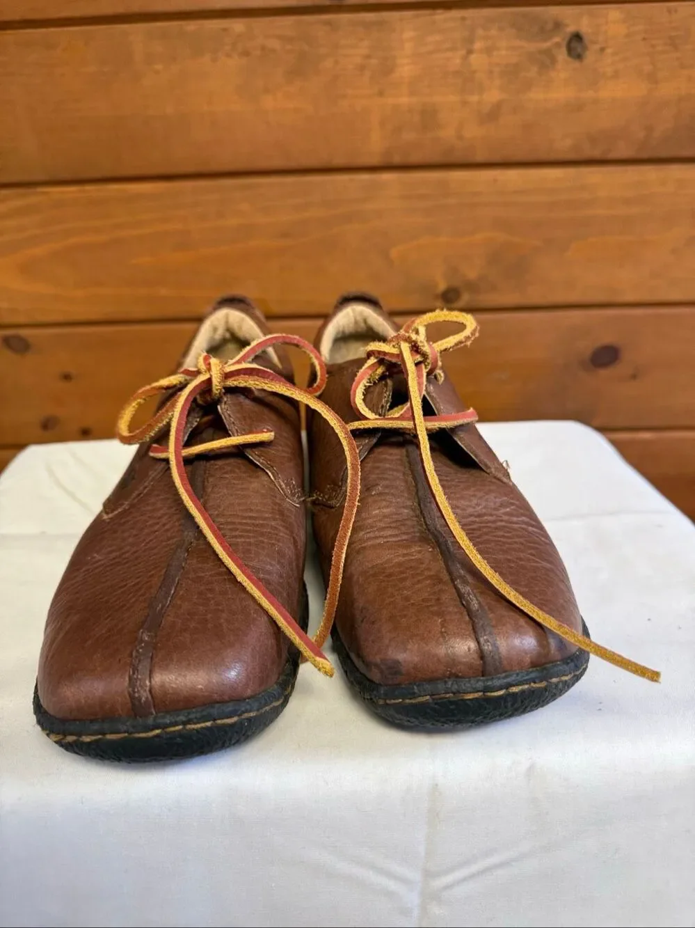 Børn Womans leather comfort oxford split-toe stitching/Pebbled Shoes Sz 9